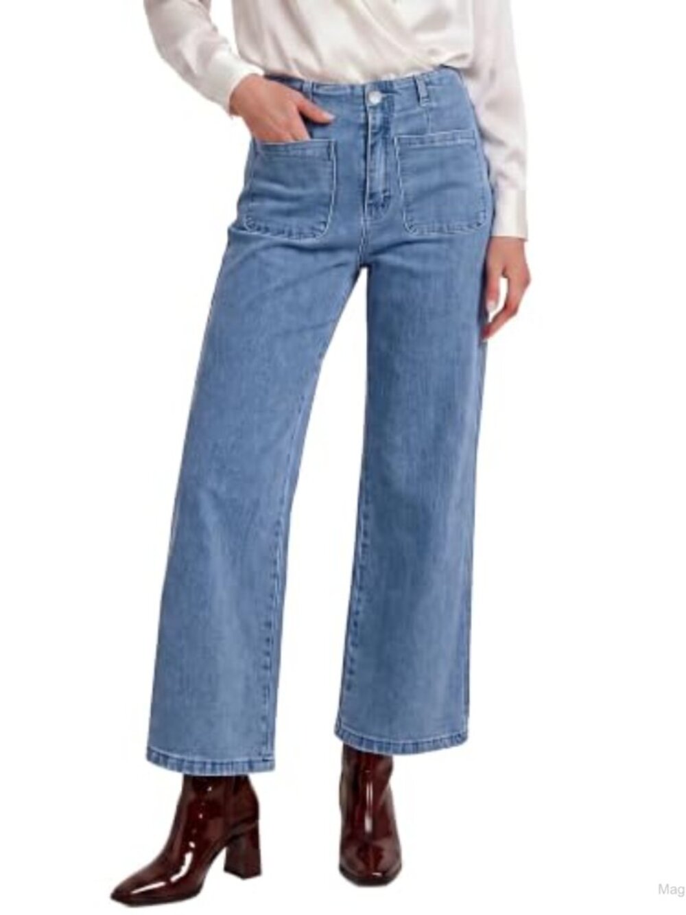 GRAPENT Wide Leg Jeans for Women High Waisted Straight Leg Stretchy Cropped